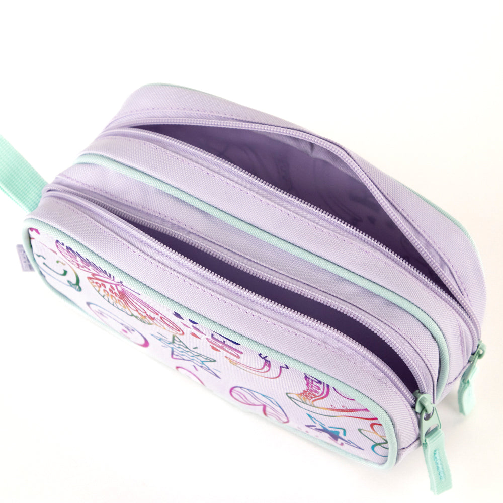 Trousse à crayons Tracker Doodle violette métallisée
