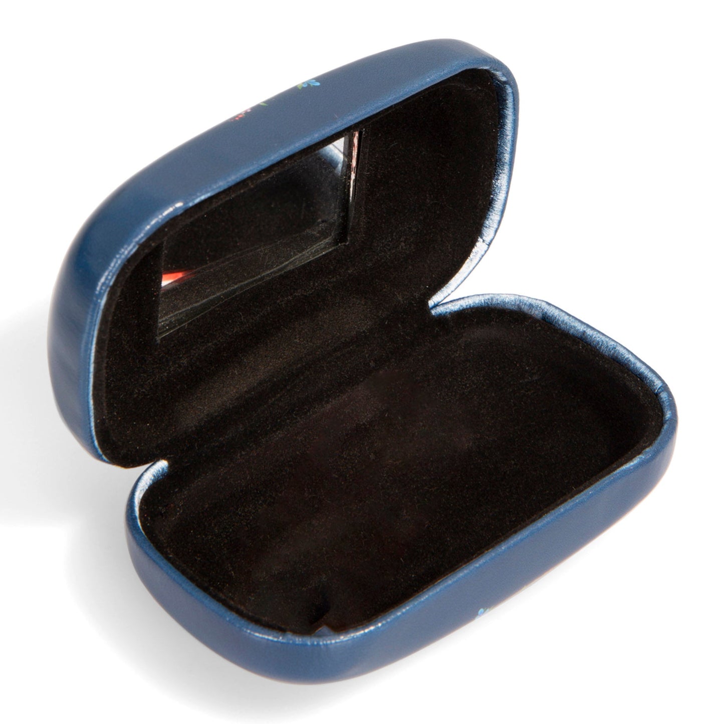 Étui à fermeture à pression à motif floral bleu marine