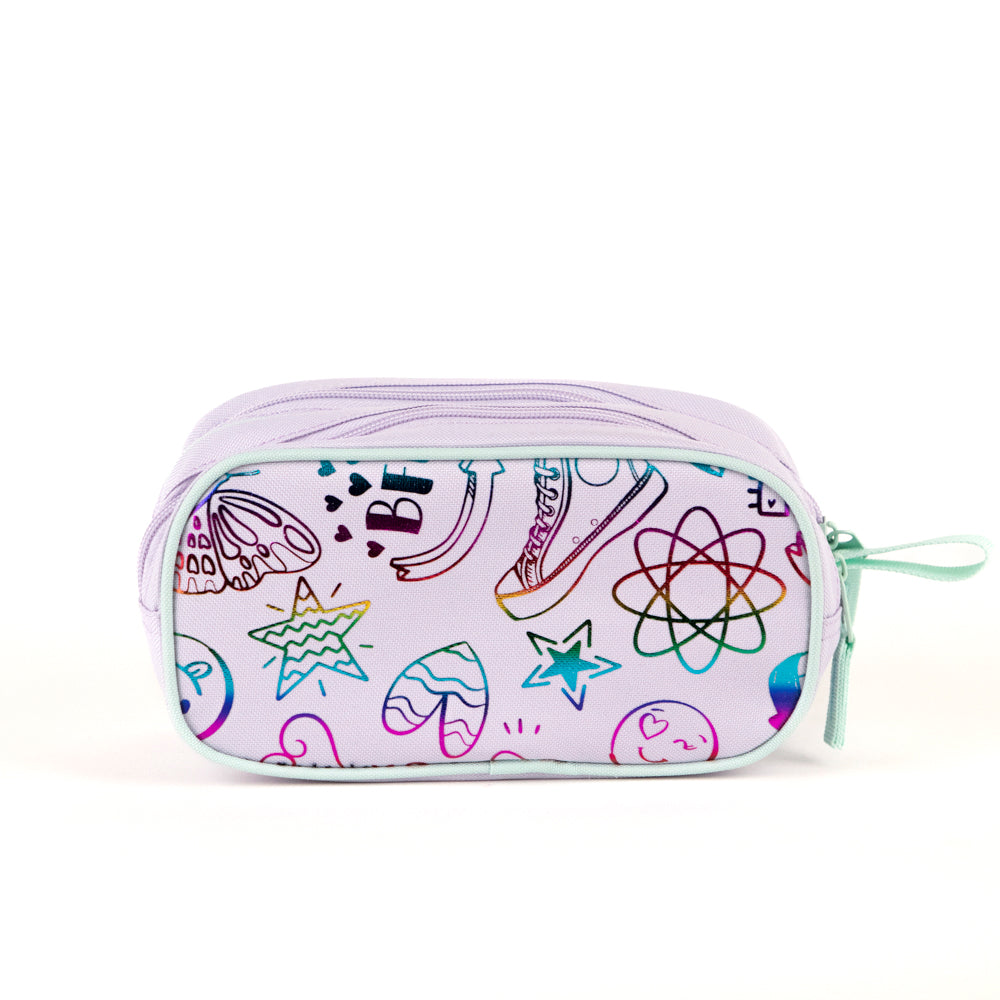 Trousse à crayons Tracker Doodle violette métallisée
