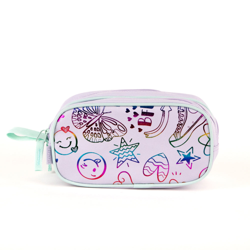 Trousse à crayons Tracker Doodle violette métallisée
