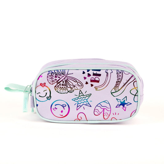 Trousse à crayons Tracker Doodle violette métallisée