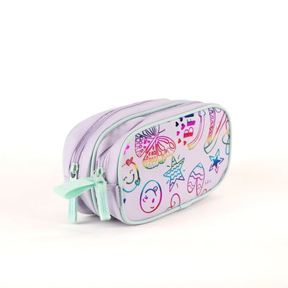 Trousse à crayons Tracker Doodle violette métallisée